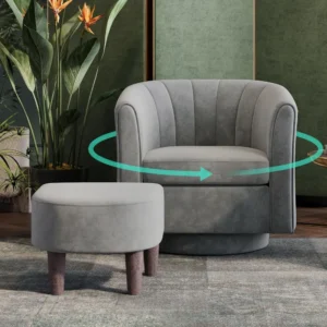 Swivel Accent Chair Ottoman Set: