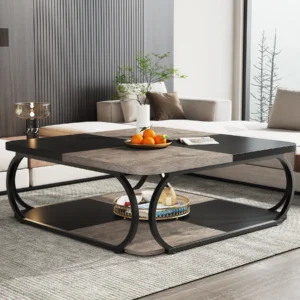 Tribesigns Square Coffee Table with 2 Tiers,