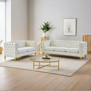 2 Piece Chesterfield Velvet Combination Sofa Set