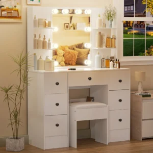 Teousev White Modern Vanity Set