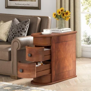 Tribesigns End Table Round Solid Wood